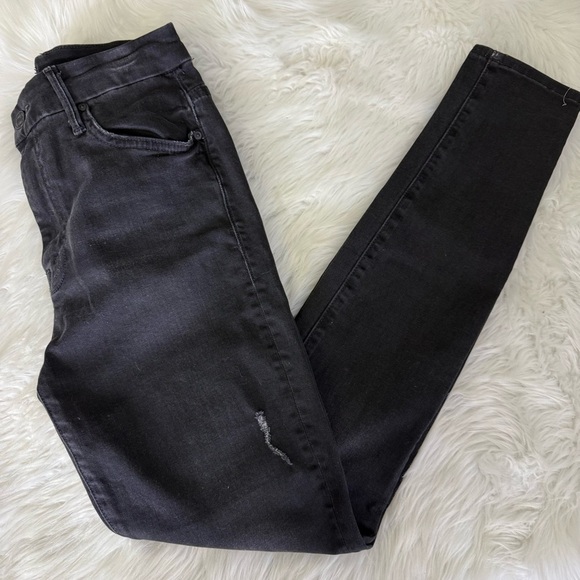 Mother Denim High Waisted Looker Wait Until Dark Skinny Jeans Black Size 28 - Picture 7 of 10